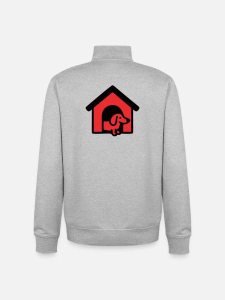 Dachshund Doghouse House Icon - Unisex Organic Zip Sweatshirt by Stanley/Stella - heather grey