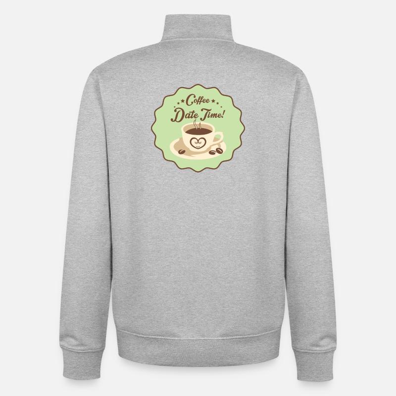 Date du café Heure - Sweat zippé unisexe en coton bio Stanley/Stella - gris chiné