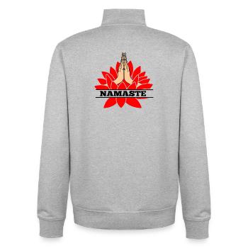 Red lotus namaste - Unisex Organic Zip Sweatshirt by Stanley/Stella - heather grey - Back - AI Model Male 185 light (185cm)