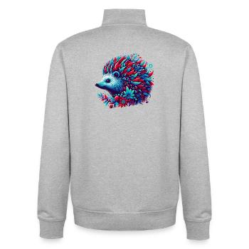 Igel - Unisex Organic Zip Sweatshirt von Stanley/Stella - Grau meliert - Hinten - AI Model Male 185 light (185cm)