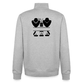 Jeweler logo with rings, diamonds - Unisex Organic Zip Sweatshirt by Stanley/Stella - heather grey - Back - AI Model Male 185 light (185cm)
