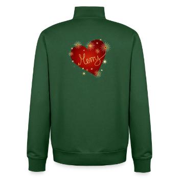 Coeur rouge vif avec étoiles et inscription - Sweat zippé unisexe en coton bio Stanley/Stella - vert bouteille - Dos - AI Model Male 185 dark (185cm)