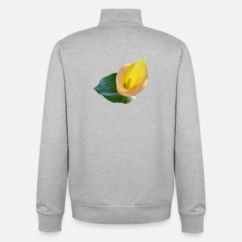 LYS CALLA JAUNE - Sweat zippé unisexe en coton bio Stanley/Stella - gris chiné