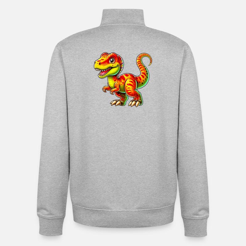 Dinosaur - Unisex Organic Zip Sweatshirt by Stanley/Stella - heather grey