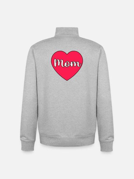 Mom Heart - Unisex Organic Zip Sweatshirt by Stanley/Stella - heather grey