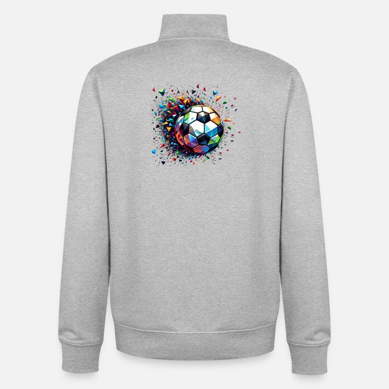 Bunt dynamisches Fußball Motiv mit Lichtreflexe - Unisex Organic Zip Sweatshirt von Stanley/Stella - Grau meliert