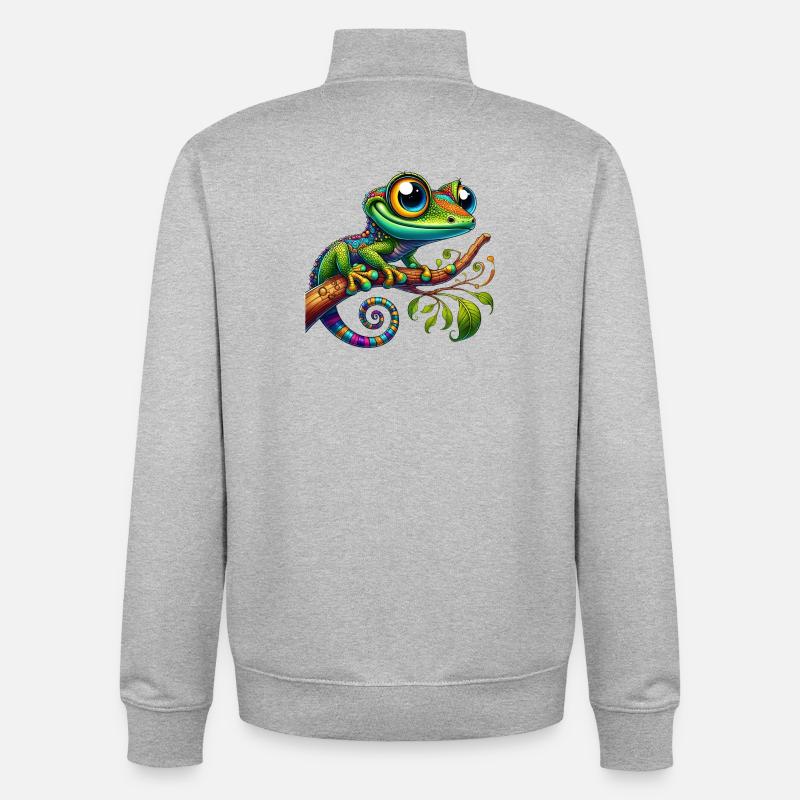 Gecko - Sweat zippé unisexe en coton bio Stanley/Stella - gris chiné