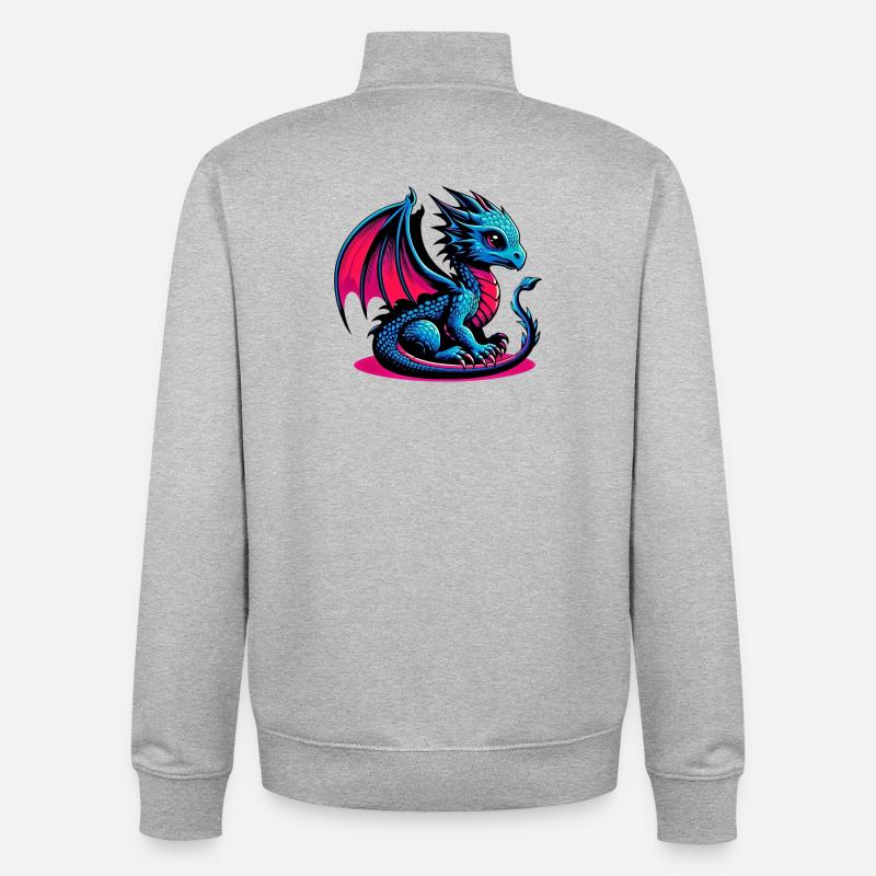 Dragon - Unisex Organic Zip Sweatshirt by Stanley/Stella - heather grey