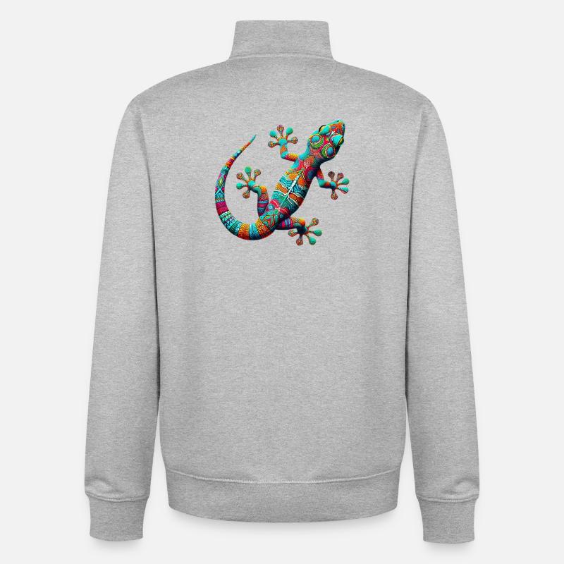 Gecko - Sweat zippé unisexe en coton bio Stanley/Stella - gris chiné