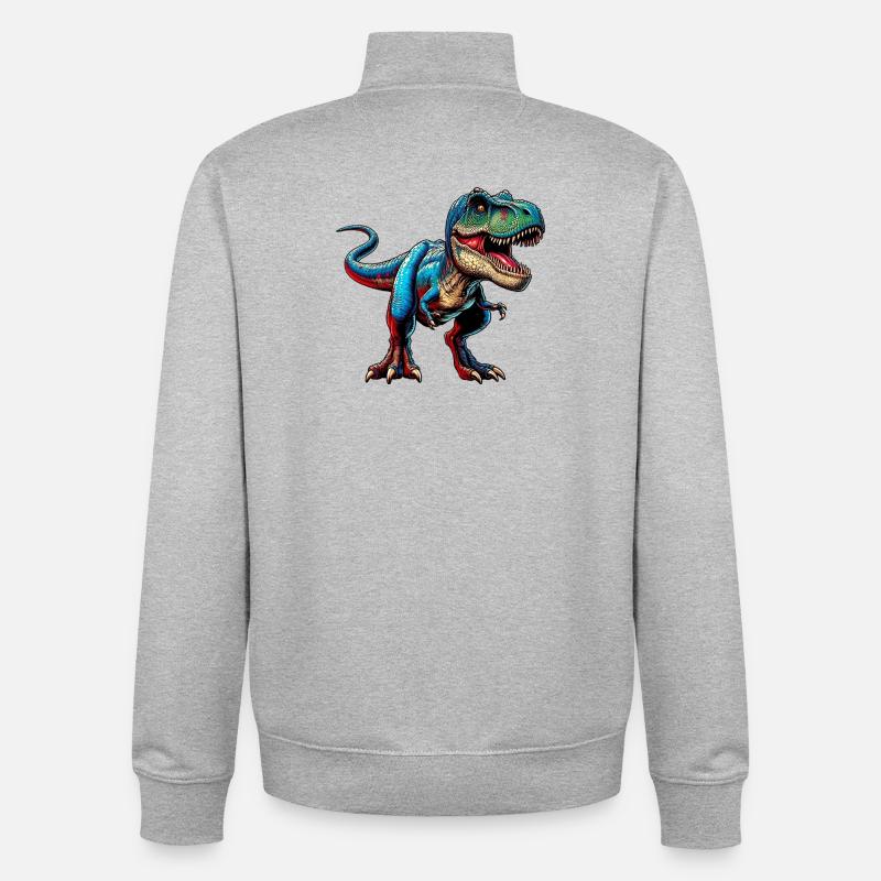 Dinosaurier - Unisex Organic Zip Sweatshirt von Stanley/Stella - Grau meliert
