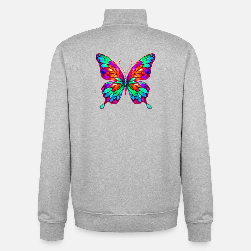 Papillon - Sweat zippé unisexe en coton bio Stanley/Stella - gris chiné