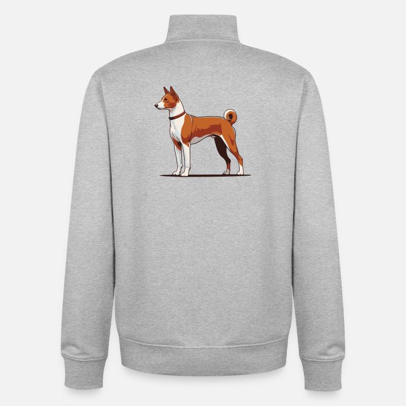 Basenji - Sweat zippé unisexe en coton bio Stanley/Stella - gris chiné