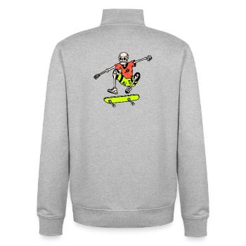 Neon Skate Skeleton – Ollie Retro 90s - Unisex Organic Zip Sweatshirt by Stanley/Stella - heather grey - Back - AI Model Male 185 light (185cm)
