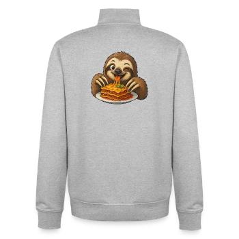 paresseux mignon avec lasagne dessin animé joie comique - Sweat zippé unisexe en coton bio Stanley/Stella - gris chiné - Dos - AI Model Male 185 light (185cm)