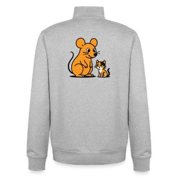 Cuddly Mouse and Kitten Duo - Unisex Organic Zip Sweatshirt by Stanley/Stella - heather grey - Back - AI Model Male 185 light (185cm)