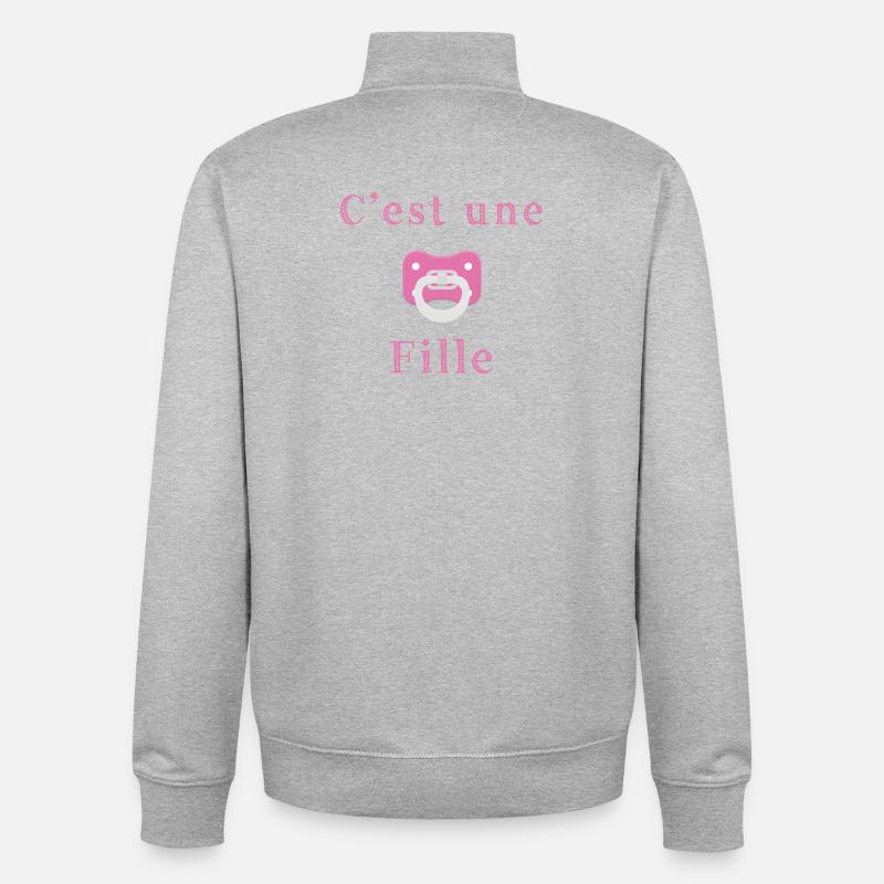 Geburt - es ist ein Mädchen - Unisex Organic Zip Sweatshirt von Stanley/Stella - Grau meliert