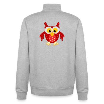 Red Owl with Dots - Unisex Organic Zip Sweatshirt by Stanley/Stella - heather grey - Back - AI Model Male 185 light (185cm)