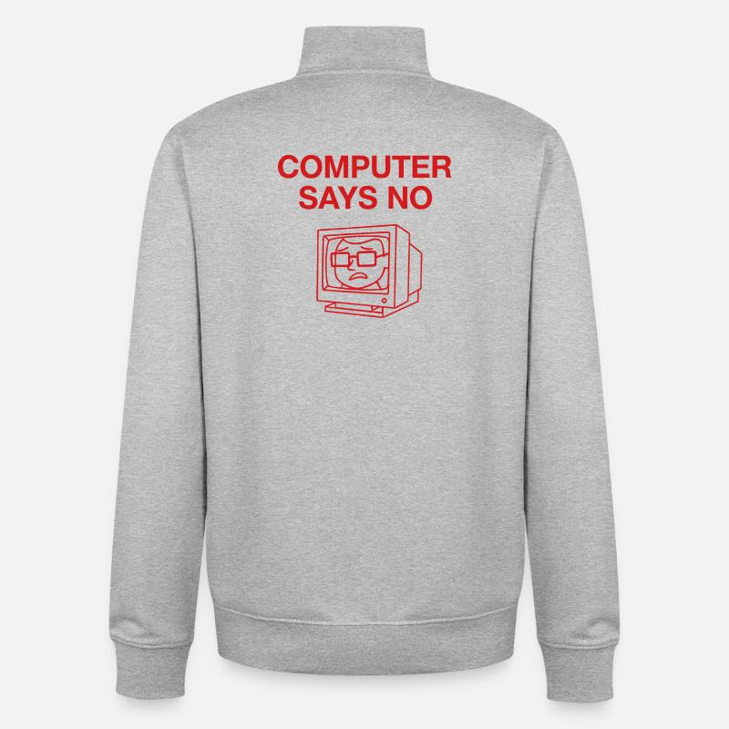 Retro Computer Says No Design - Unisex Organic Zip Sweatshirt von Stanley/Stella - Grau meliert