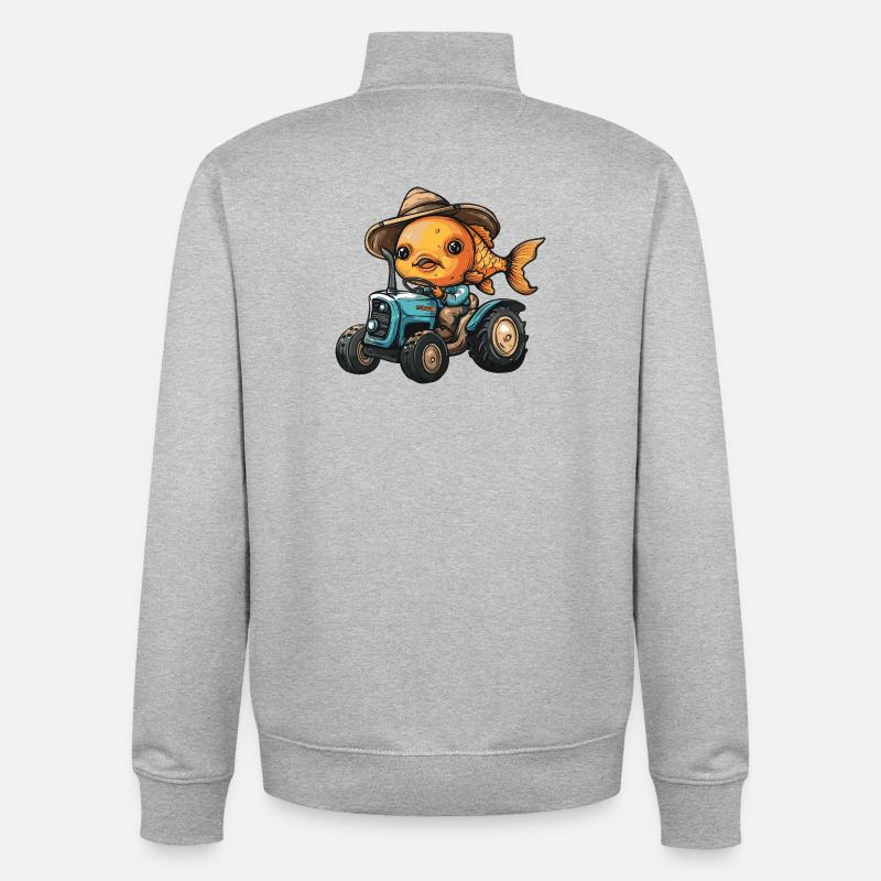 Goldfisch Traktor Farmer - Unisex Organic Zip Sweatshirt von Stanley/Stella - Grau meliert