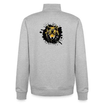 Wolf Klecks Wildlife - Unisex Organic Zip Sweatshirt by Stanley/Stella - heather grey - Back - AI Model Male 185 light (185cm)