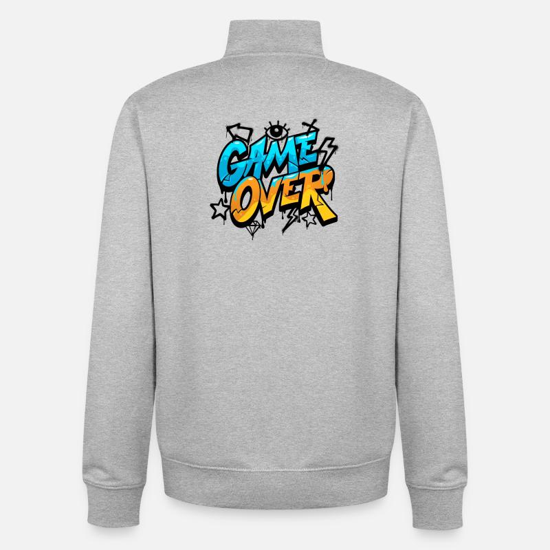 Game Over Graffiti Splash Tee - Unisex Organic Zip Sweatshirt by Stanley/Stella - heather grey