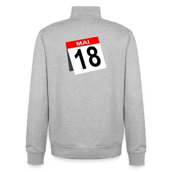 18. Geburtstag Mai Kalender - Unisex Organic Zip Sweatshirt von Stanley/Stella - Grau meliert - Hinten - AI Model Male 185 light (185cm)