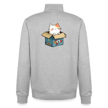 Katzensprung Weltraum - Unisex Organic Zip Sweatshirt von Stanley/Stella - Grau meliert - Hinten - AI Model Male 185 light (185cm)