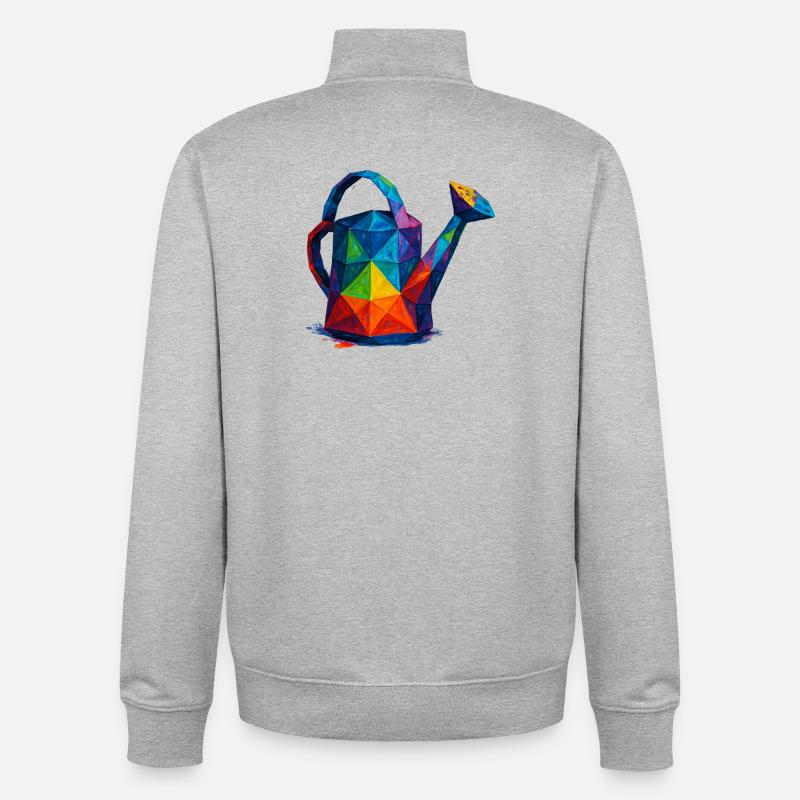 Arrosoir Géométrique - Design Low Poly Jardin - Sweat zippé unisexe en coton bio Stanley/Stella - gris chiné