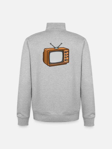 Retro Fernseher Cartoon - Unisex Organic Zip Sweatshirt von Stanley/Stella - Grau meliert