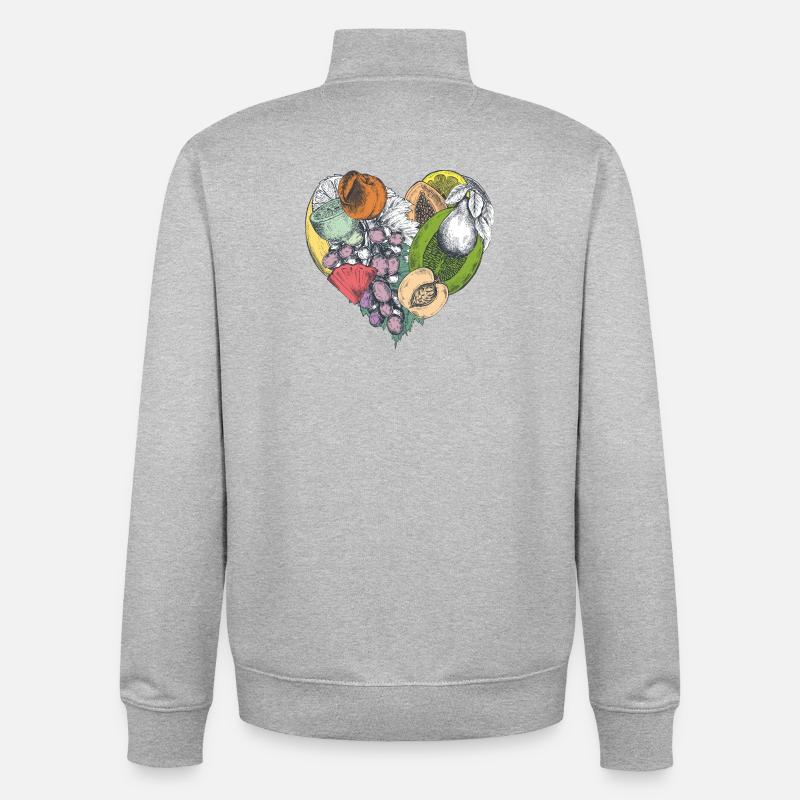 Collage Cœur de Fruit - Sweat zippé unisexe en coton bio Stanley/Stella - gris chiné
