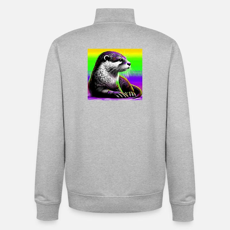 loutre - Sweat zippé unisexe en coton bio Stanley/Stella - gris chiné