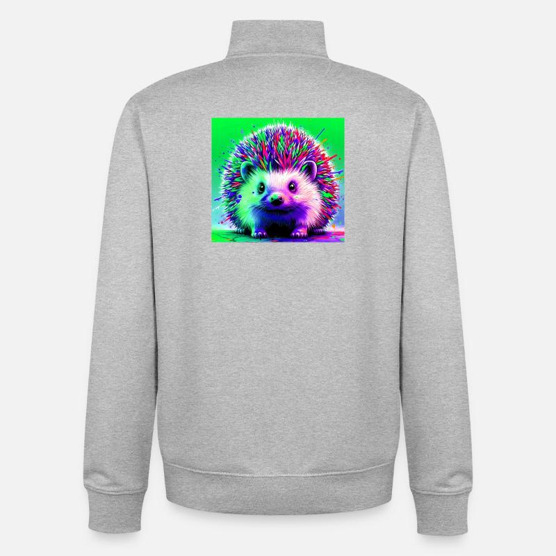 hérisson - Sweat zippé unisexe en coton bio Stanley/Stella - gris chiné