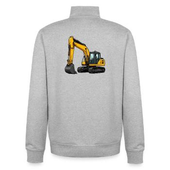 Yellow excavator on construction site - Unisex Organic Zip Sweatshirt by Stanley/Stella - heather grey - Back - AI Model Male 185 light (185cm)