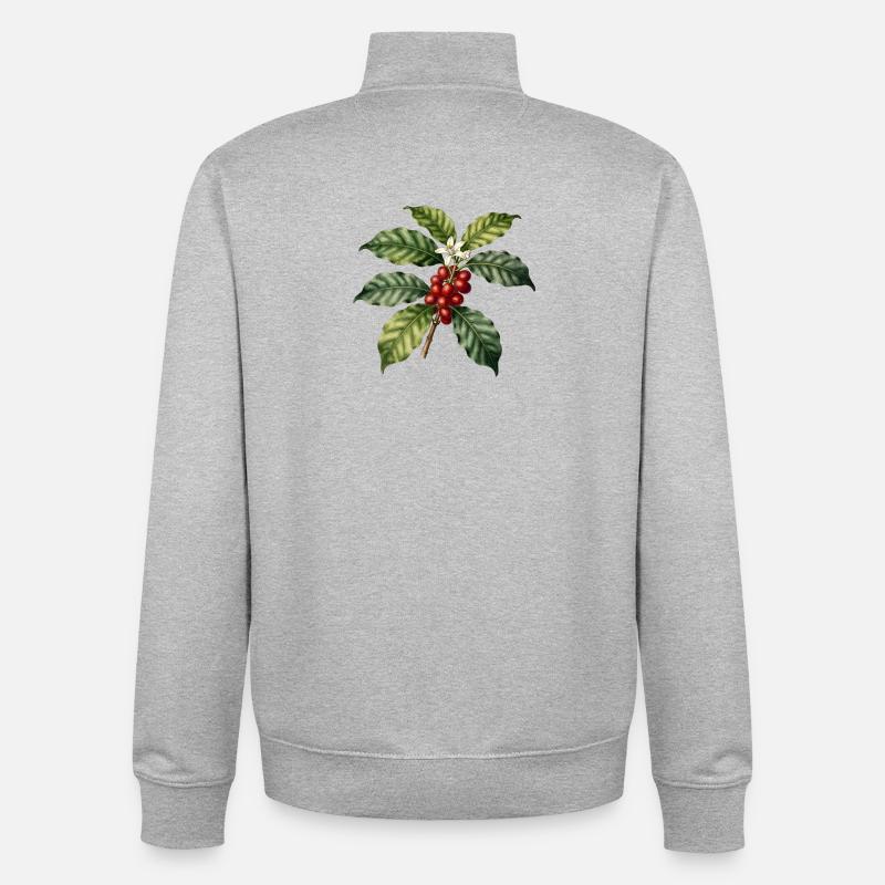 Illustrated Botanical Coffee Tree - Unisex Organic Zip Sweatshirt by Stanley/Stella - heather grey