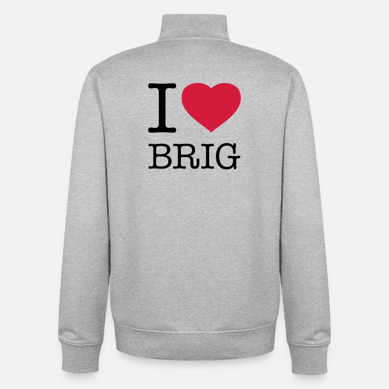 J’AIME BRIGUE - Sweat zippé unisexe en coton bio Stanley/Stella - gris chiné
