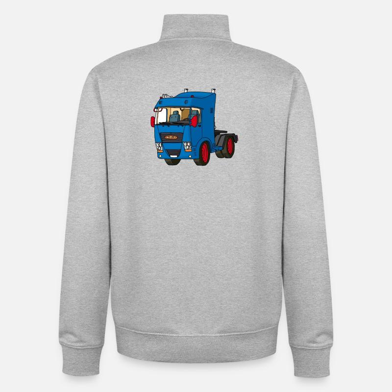Blue tractor - Unisex Organic Zip Sweatshirt by Stanley/Stella - heather grey