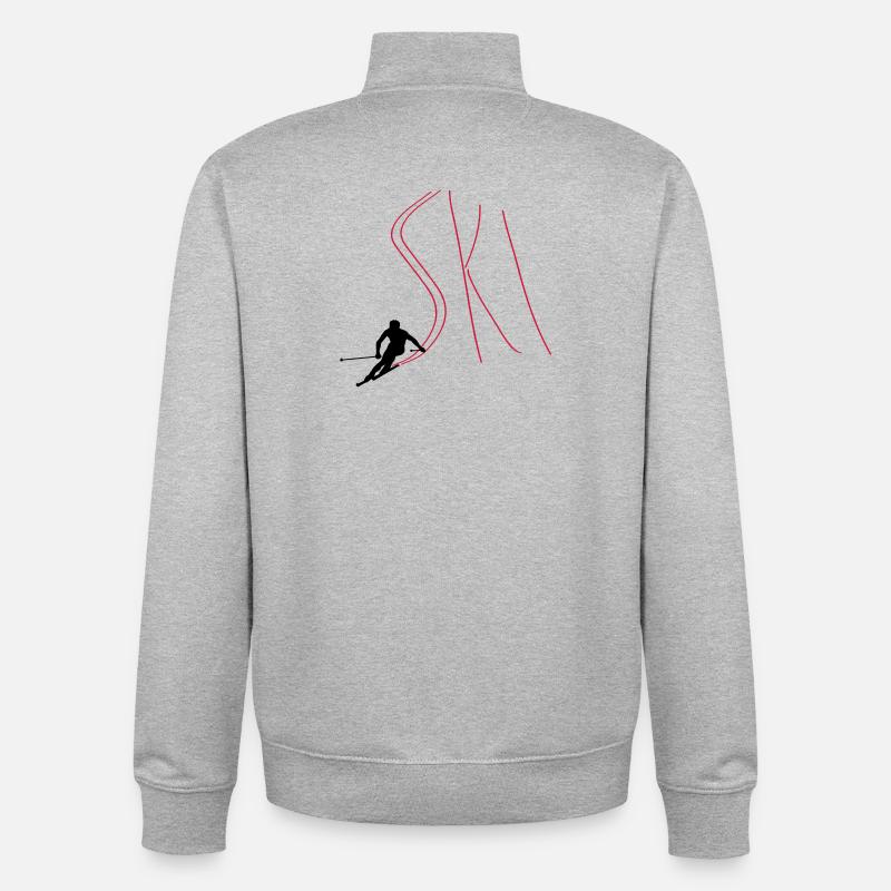 Ski - Sweat zippé unisexe en coton bio Stanley/Stella - gris chiné