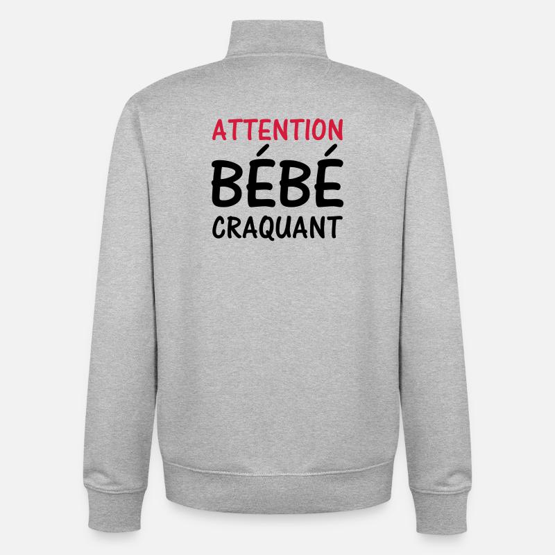 Attention BEBE craquant ! - Sweat zippé unisexe en coton bio Stanley/Stella - gris chiné