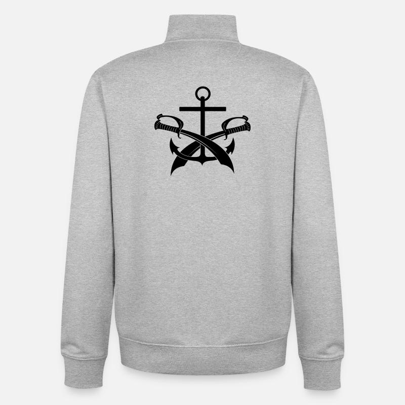 Ancre et deux épées - Sweat zippé unisexe en coton bio Stanley/Stella - gris chiné