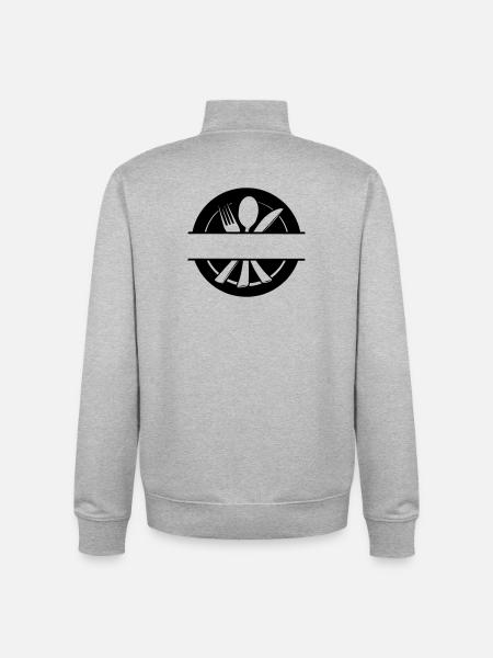 Besteck-Menü-Logo mit Teller - Unisex Organic Zip Sweatshirt von Stanley/Stella - Grau meliert