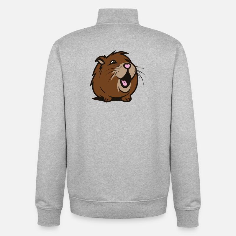 Cobaye / Hamster joyeux - Cœur - Sweat zippé unisexe en coton bio Stanley/Stella - gris chiné