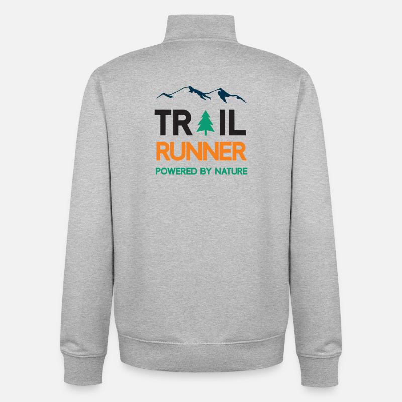 Trail Runner - Powered by Nature - Unisex Organic Zip Sweatshirt by Stanley/Stella - heather grey