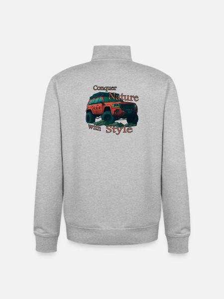 Off-Road Vehicle - Nature Enthusiast - Unisex Organic Zip Sweatshirt by Stanley/Stella - heather grey
