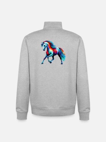 Horse - Unisex Organic Zip Sweatshirt by Stanley/Stella - heather grey