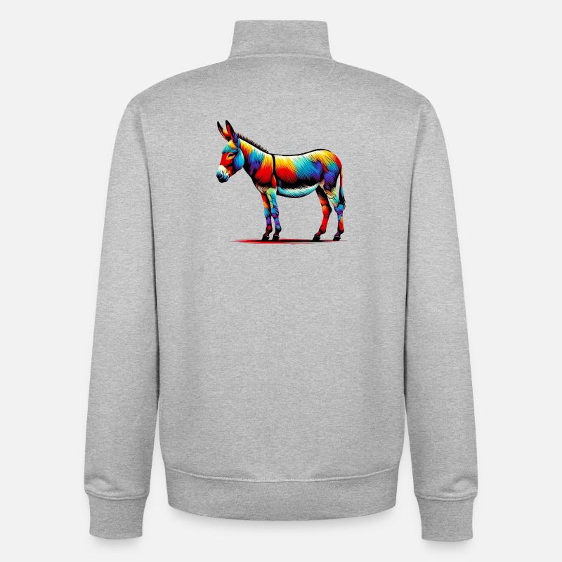 Donkey, Pacifier, Mule - Unisex Organic Zip Sweatshirt by Stanley/Stella - heather grey