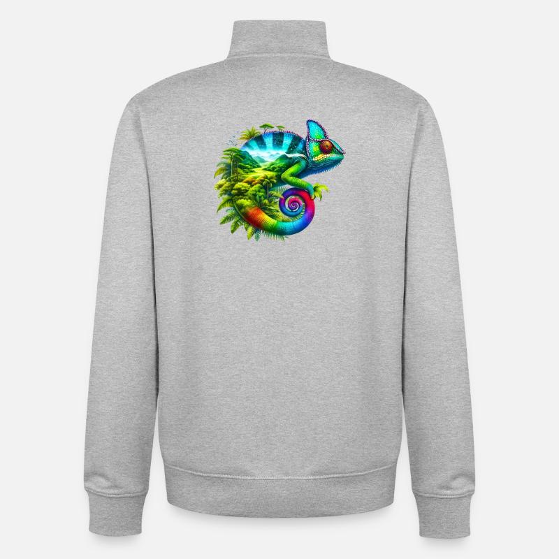 Caméléon - Sweat zippé unisexe en coton bio Stanley/Stella - gris chiné