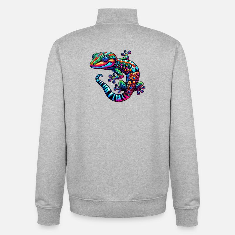 Gecko - Sweat zippé unisexe en coton bio Stanley/Stella - gris chiné