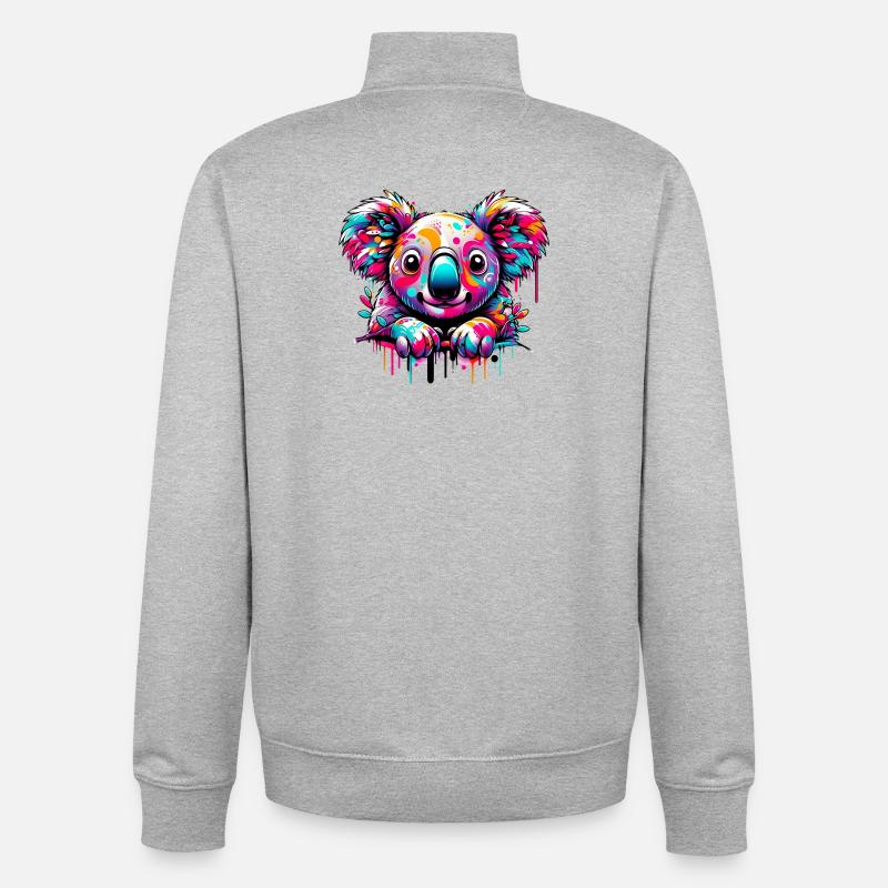 Koala - Unisex Organic Zip Sweatshirt by Stanley/Stella - heather grey