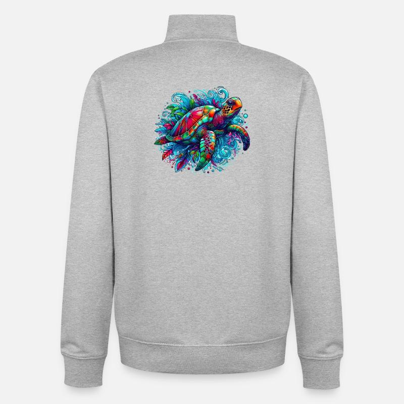 Tortue - Sweat zippé unisexe en coton bio Stanley/Stella - gris chiné