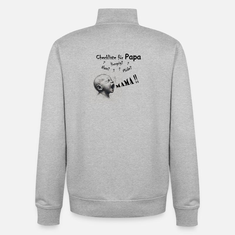 Ultimative Checkliste für Väter - Unisex Organic Zip Sweatshirt von Stanley/Stella - Grau meliert